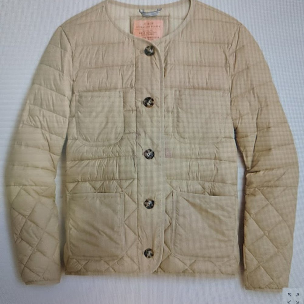 NWOT Tags J.Crew Quilted Lady jacket with PrimaLoft in Dessert Sand